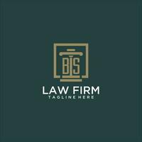 BS initial monogram logo for lawfirm with pillar design in creative square vector