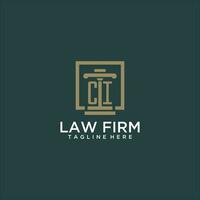 CI initial monogram logo for lawfirm with pillar design in creative square vector