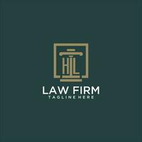HL initial monogram logo for lawfirm with pillar design in creative square vector