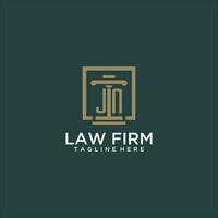 JN initial monogram logo for lawfirm with pillar design in creative square vector