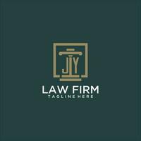 JY initial monogram logo for lawfirm with pillar design in creative square vector