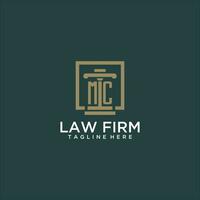MC initial monogram logo for lawfirm with pillar design in creative square vector