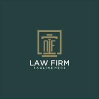 NF initial monogram logo for lawfirm with pillar design in creative square vector