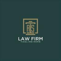 RS initial monogram logo for lawfirm with pillar design in creative square vector