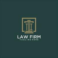 TI initial monogram logo for lawfirm with pillar design in creative square vector