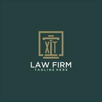 XT initial monogram logo for lawfirm with pillar design in creative square vector