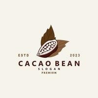 Cacao Bean Logo, Premium Design Fresh Organic Garden Plant Seed Simple Minimalist vector