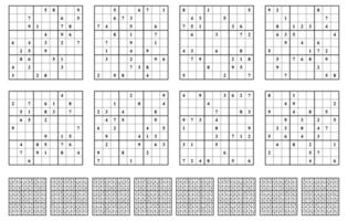 Sudoku game set  with answers. Simple vector design