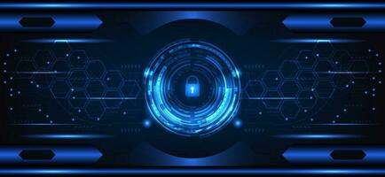 abstract technology padlock Hi-tech futuristic cyber security key dark blue background vector illustration