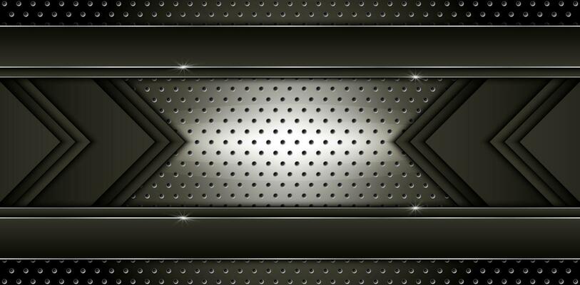 abstract metal carbon texture and line chromium overlap on metallic silver sheet hole modern design background. vector illustration