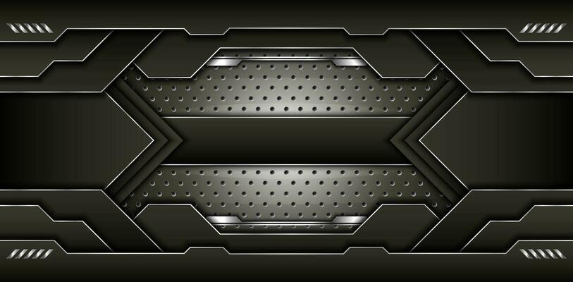 abstract metal carbon texture and line chromium overlap on metallic silver sheet hole modern design background. vector illustration