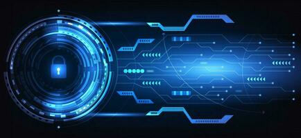 resumen tecnología candado de alta tecnología futurista ciber seguridad llave y electrónico circuito oscuro azul antecedentes vector ilustración