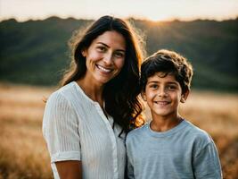 foto de contento familia madre y hijo, generativo ai