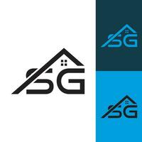 sg inicial monograma logo para real inmuebles con hogar estilo vector