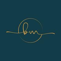 BM Signature initial logo template vector ,Signature Logotype
