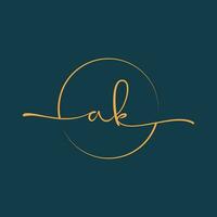 AK Signature initial logo template vector ,Signature Logotype