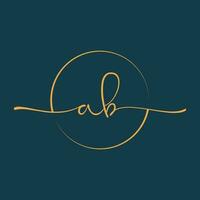 AB Signature initial logo template vector ,Signature Logotype