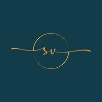 SV , Su Signature initial logo template vector ,Signature Logotype