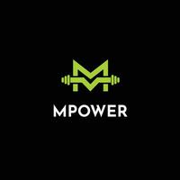 m letter fitness gym logo design template vector