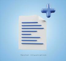 add document sign in 3d vector illustration