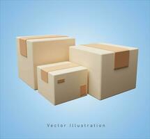 cardboard boxes in 3d vector illustration