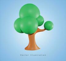 single tree in 3d vector illustration