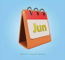 June calendar in 3d vector illustration