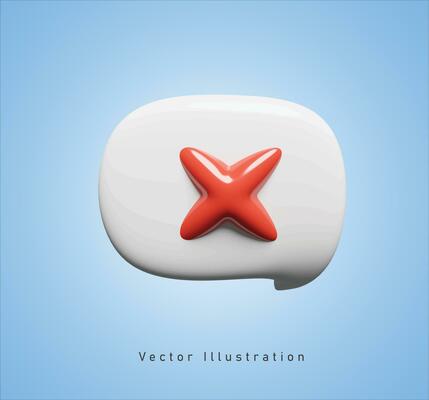prohibited chat bubble in 3d vector illustration