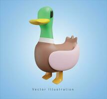 cute duck in 3d vector illustration