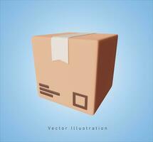 cardboard box in 3d vector illustration