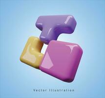 plastic block in 3d vector illustration