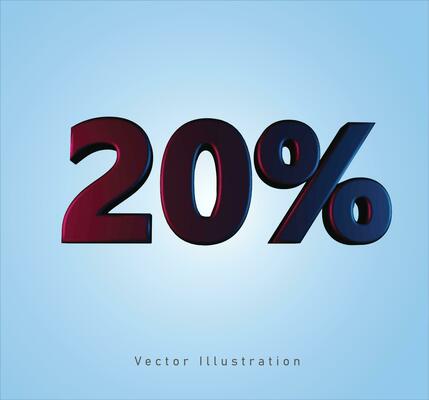 twenty percentage in 3d vector illustration