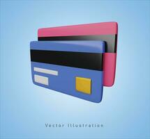 credit card with different color in 3d vector illustration