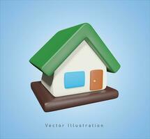 simple house building in 3d vector illustration