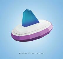 low poly ufo in 3d vector illustration