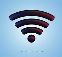 black wifi sign in 3d vector illustration