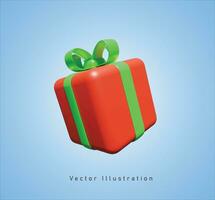 rojo regalo caja en 3d vector ilustración