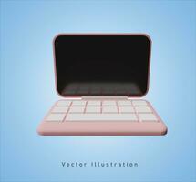 pink laptop in 3d vector illustration