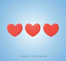 Tres amor firmar en 3d vector ilustración