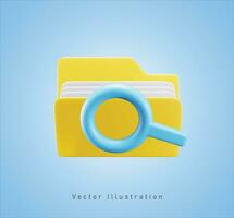 buscar carpeta firmar en 3d vector ilustración