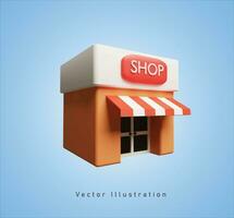 shop building in 3d vector illustration