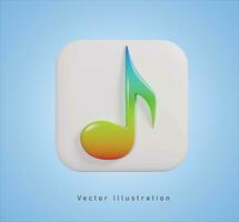 gradient music note in 3d vector illustration