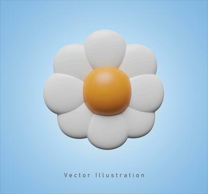 white flower in 3d vector illustration
