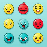 Set of animal faces, face emojis, stickers, emoticons,cartoon funny mascot characters face set, Generative AI illustration photo