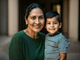 photo of happy family mother and son, generative AI