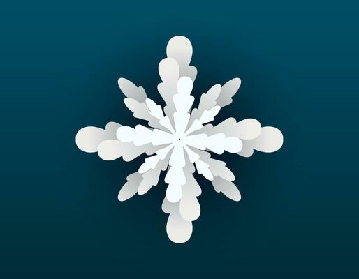 Vector isolated cartoon winter shining filigree snowflake.