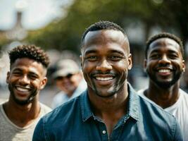 photo of group happy black strong man, generative AI