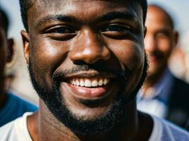 photo of group happy black strong man, generative AI