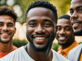 photo of group happy black strong man, generative AI