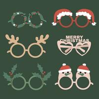 maravilloso Navidad fiesta googles con diferente accesorios vector